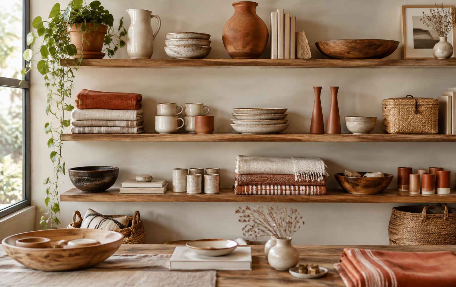 Curated shelves inside an independent retail boutique